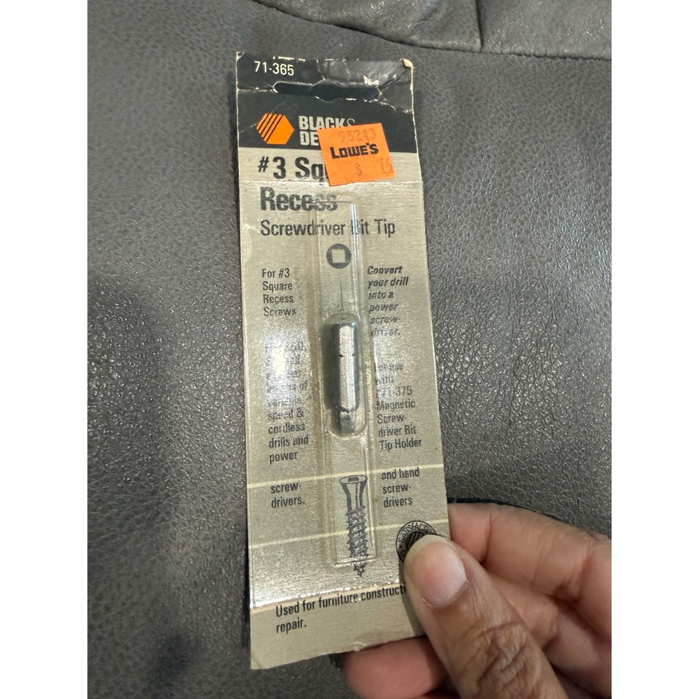 Black & Decker 71-365 #3 Square Recess Screwdriver Bit Tip 1/4 Inch Shank NEW